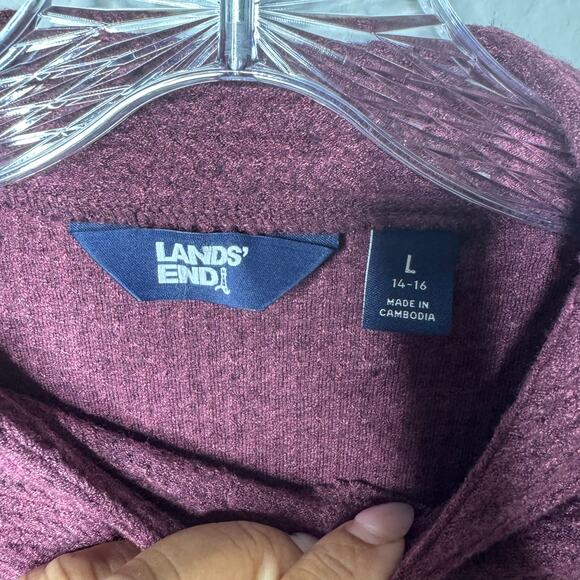 Lands’ End Women’s Large Burgundy Mock Neck Sweater Long Sleeve Pullover - Picture 2 of 7